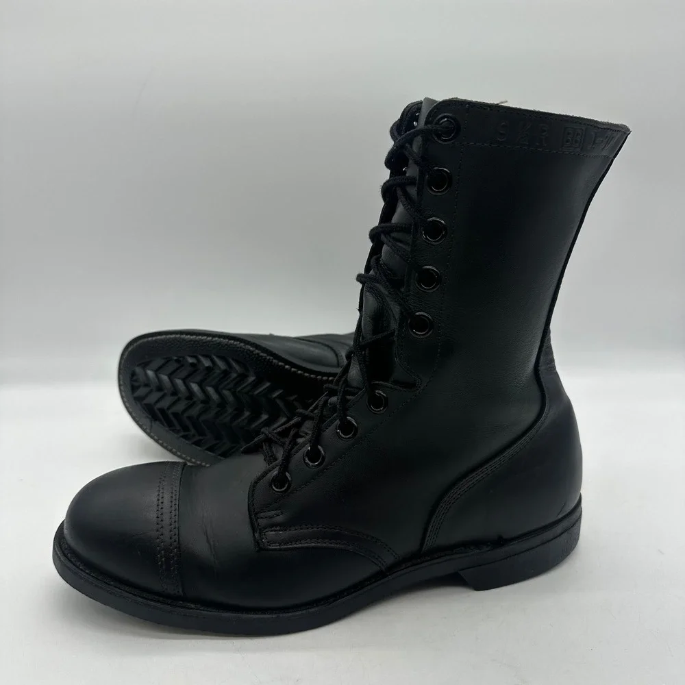 Vintage US Military Size 9. R January 1990 Capped Toe Black Leather Combat Boots